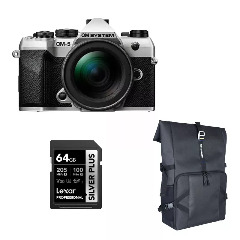 OM System OM-5 Mark II + 12-45mm PRO ED + sac à dos + SD 64 Go