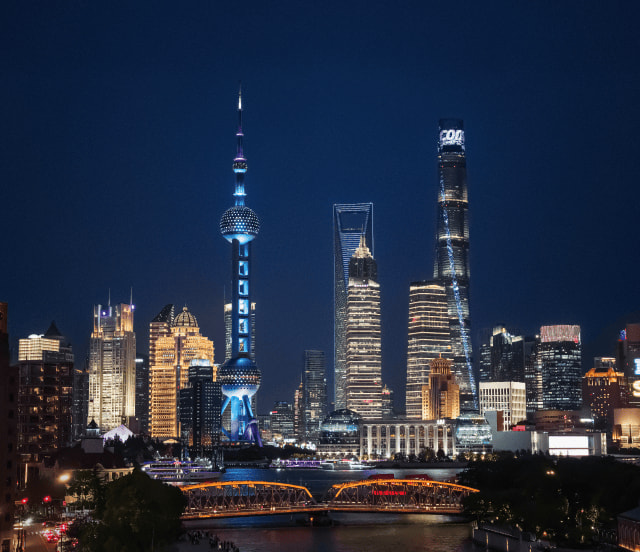 Les gratte-ciels de Shanghai illuminés de nuit